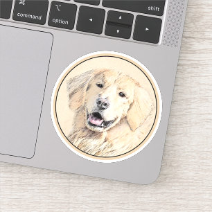 Golden Retriever schilderen - Kute Original Dog Ar Sticker