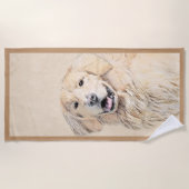 Golden Retriever schilderen - Kute Original Dog Ar Strandlaken (Voorkant)