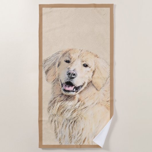 Golden Retriever schilderen - Kute Original Dog Ar Strandlaken (Voorkant)