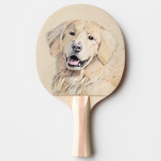 Golden Retriever schilderen - Kute Original Dog Ar Tafeltennisbatje (Voorkant)