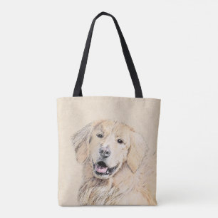 Golden Retriever schilderen - Kute Original Dog Ar Tote Bag