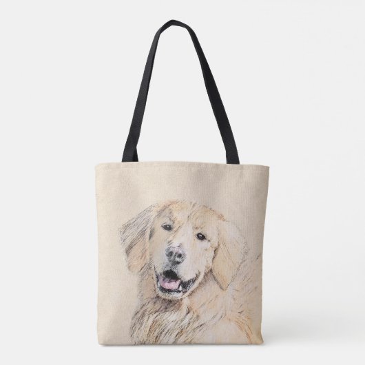 Golden Retriever schilderen - Kute Original Dog Ar Tote Bag (Achterkant)