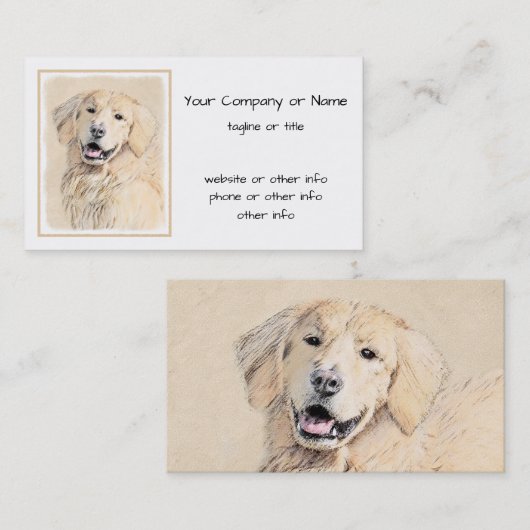 Golden Retriever schilderen - Kute Original Dog Ar Visitekaartje (Voorkant / Achterkant)