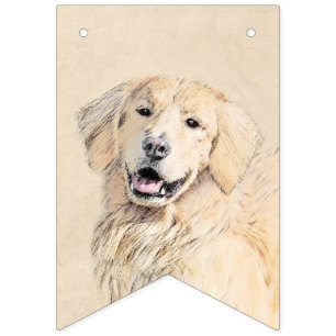 Golden Retriever schilderen - Kute Original Dog Ar Vlaggetjes
