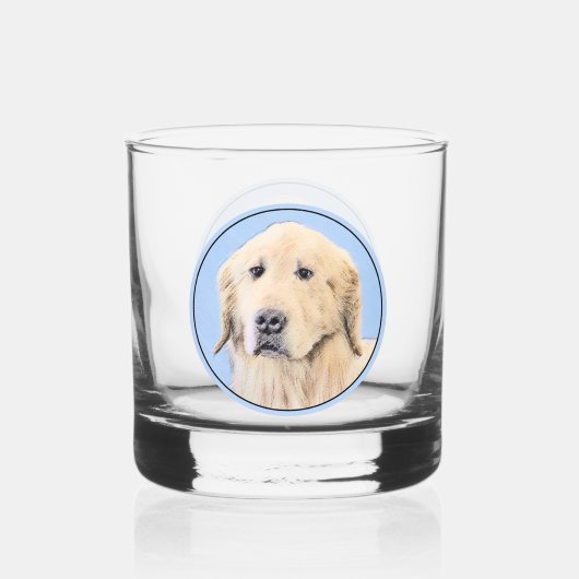 Golden Retriever schilderen - Kute Original Dog Ar Whisky Glas (Voorkant)