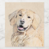 Golden Retriever schilderen - Kute Original Dog Ar Wijn Etiket (Enkel label)
