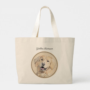Golden Retriever schilderij Schattigee originele h Grote Tote Bag