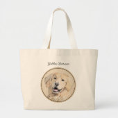 Golden Retriever schilderij Schattigee originele h Grote Tote Bag (Voorkant)