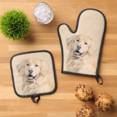 Golden Retriever schilderij Schattigee originele h Ovenwant & Pannenlap Set (Top down)