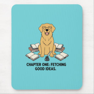 Golden Retriever Schrijver Boek Liefhebber Inkt Aq Muismat