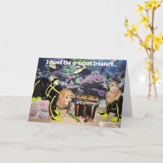 Golden Retriever Scuba Diving Friendship Kaart (Gele Bloem)