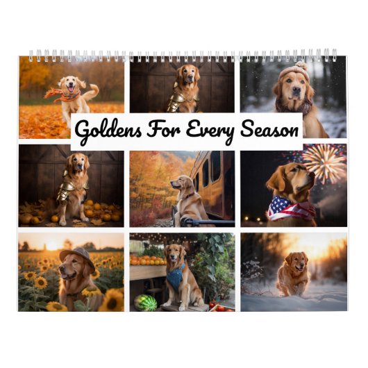 Golden Retriever Seizoen Kalandar Kalender (Achterkant)