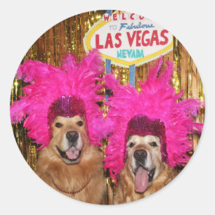 Golden Retriever Showgirl Ronde Sticker