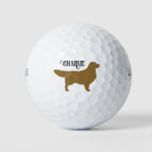 Golden Retriever Silhouet met aangepaste naam Golfballen (Voorkant)