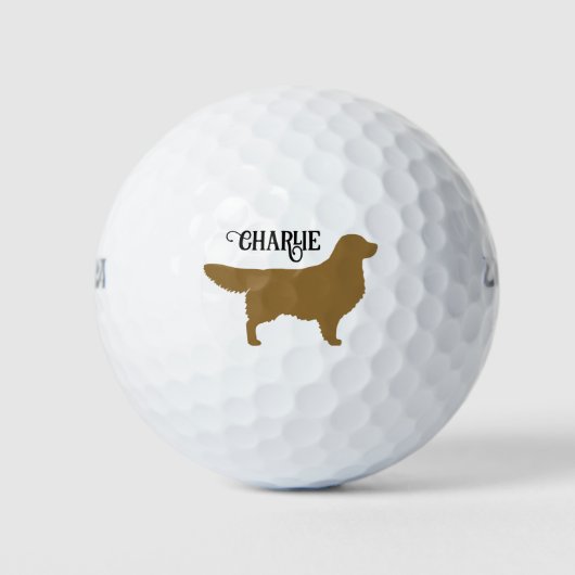 Golden Retriever Silhouet met aangepaste naam Golfballen (Voorkant)