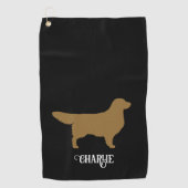 Golden Retriever Silhouet met aangepaste naam Golfhanddoek (Voorkant)