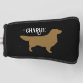 Golden Retriever Silhouet met aangepaste naam Golfheadcover (Voorkant)