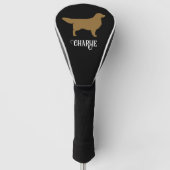 Golden Retriever Silhouet met aangepaste naam Golfheadcover (Voorkant)