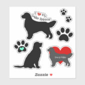 Golden Retriever Silhouette en Pawprints Groep Sticker (Vel)