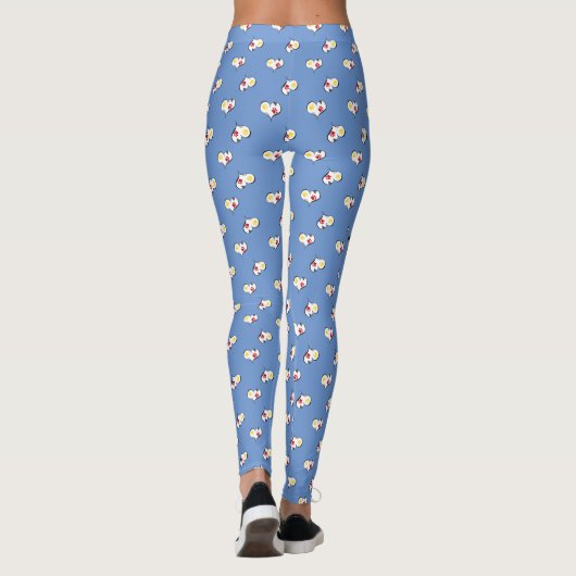 Golden Retriever Silhouette Hearts Blue Leggings (Achterkant)