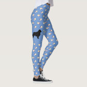 Golden Retriever Silhouette Hearts Blue Leggings (Rechts)