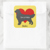 Golden Retriever Silhouette Love is Golden Vierkante Sticker (Tas)