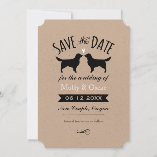 Golden Retriever Silhouetten Bruiloft Save the Dat Save The Date (Voorkant)