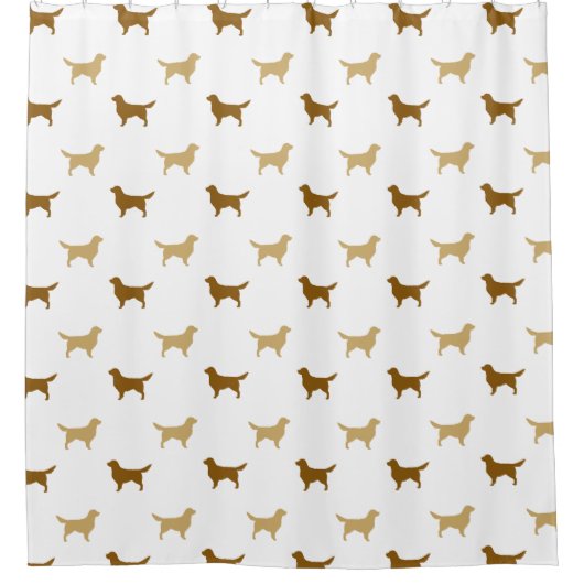 Golden Retriever Silhouetten Patroon Douchegordijn (Voorkant)