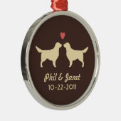 Golden Retriever Silhouettes Dogs Couple Custom Metalen Ornament (Rechts)