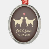 Golden Retriever Silhouettes Dogs Couple Custom Metalen Ornament (Links)