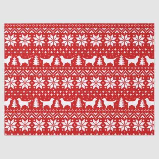 Golden Retriever Silhouettes kerstpatroon Tissuepapier (Voorkant)