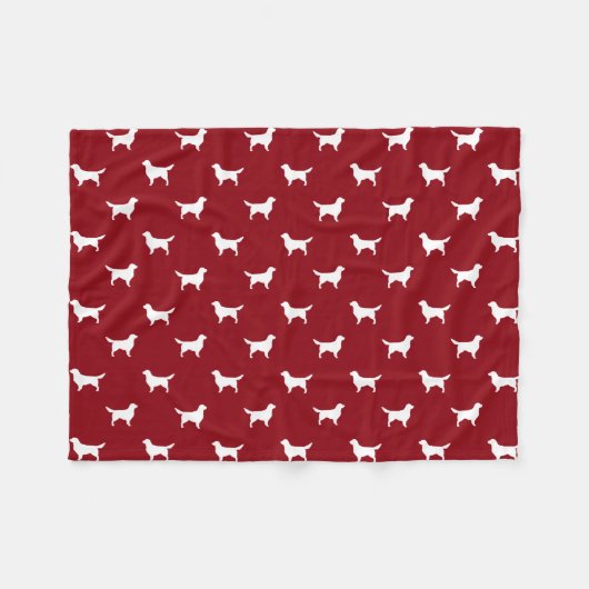 Golden Retriever Silhouettes Pattern Red en White Fleece Deken (Voorkant (Horizontaal))