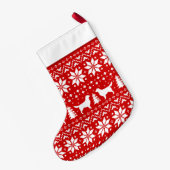 Golden Retriever Silhouettes Pattern Red en White Kleine Kerstsok (Achterkant (Hangend))