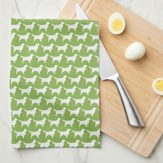 Golden Retriever Silhouettes Pattern Theedoek (Quarter Fold)