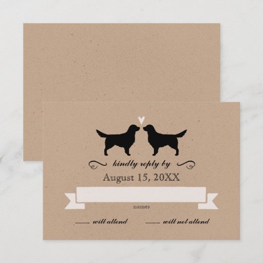 Golden Retriever Silhouettes Wedding RSVP Antwoord (Voorkant / Achterkant)