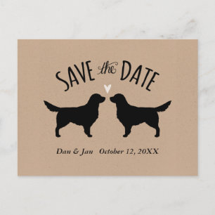 Golden Retriever Silhouettes Wedding Save the Date Aankondigingskaart