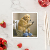 Golden Retriever Sitting On the Toilet Texting Servet (Insitu)