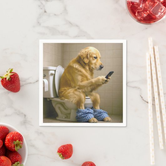 Golden Retriever Sitting On the Toilet Texting Servet (Insitu)