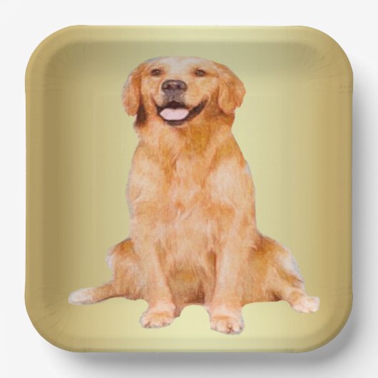 Golden Retriever Sitting Papieren Bordje (Voorkant)