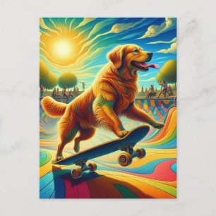 Golden Retriever Skateboarden Briefkaart