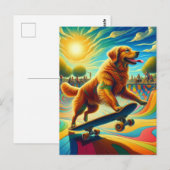 Golden Retriever Skateboarden Briefkaart (Voorkant / Achterkant)