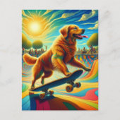 Golden Retriever Skateboarden Briefkaart (Voorkant)