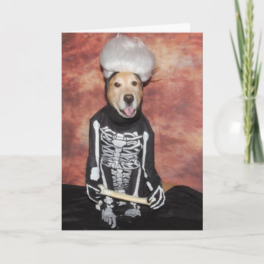 Golden Retriever Skeleton Fun Halloween Kaart (Voorkant)