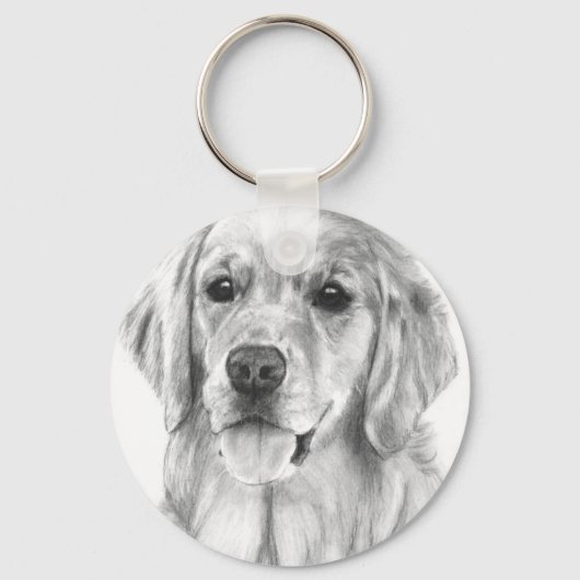 Golden Retriever Sketch Sleutelhanger (Voorkant)