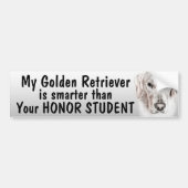 Golden Retriever - slimmer dan student - grappig Bumpersticker (Voorkant)