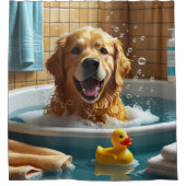 Golden Retriever Sloppy Sleepy Schattige Funny Douchegordijn (Voorkant)