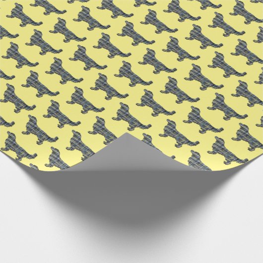 Golden Retriever Small Silhouette Grid White Wrapp Cadeaupapier (Hoek)
