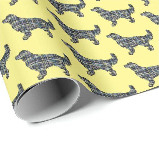 Golden Retriever Small Silhouette Grid White Wrapp Cadeaupapier (Rol Hoek)