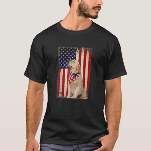 Golden Retriever Smile Flag T Shirt, Golden Retrie T-shirt (Voorkant)