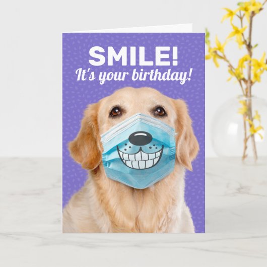 Golden Retriever SMILE! Het is jouw verjaardag Kaart (Gele Bloem)